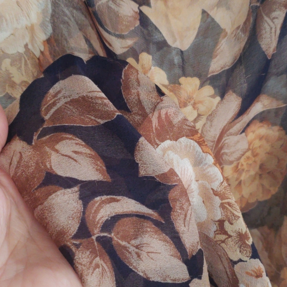 Silk Navy floral scarf - Picture 2 of 5